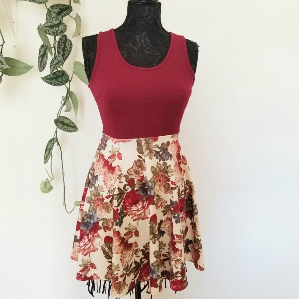 Vintage Floral Print Skater Dress